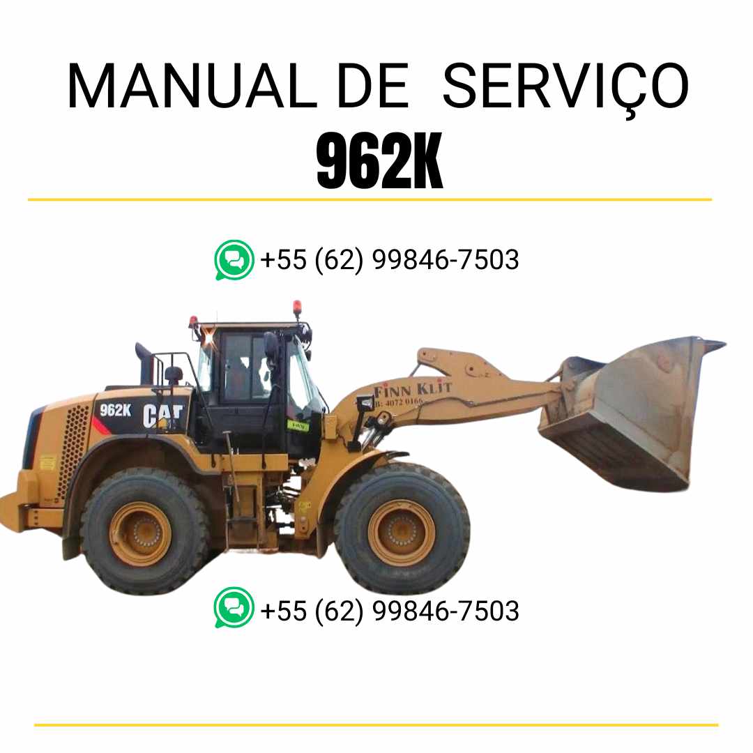 Manual de serviço Caterpillar 962K em PDF para carregadeira de rodas, guia técnico completo com instruções detalhadas de manutenção, reparo e diagnóstico