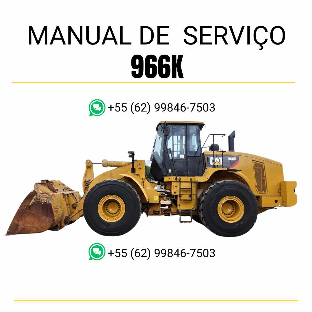 Manual de serviço Caterpillar 966K em PDF para carregadeira de rodas, guia técnico completo com instruções detalhadas de manutenção, reparos e diagnósticos