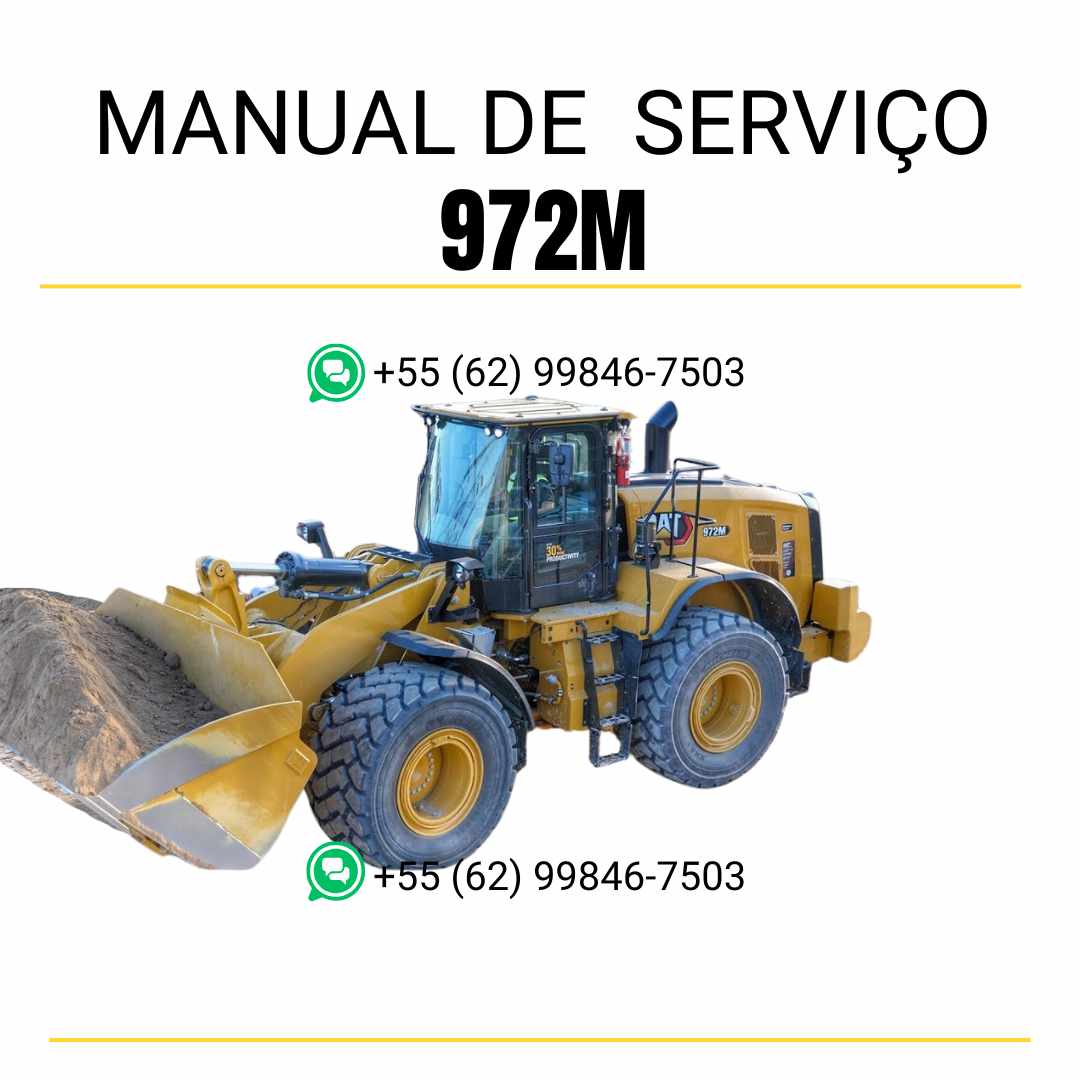 Manual de serviço Caterpillar 972M em PDF para carregadeira de rodas, guia técnico completo com instruções de manutenção, diagnóstico e reparos
