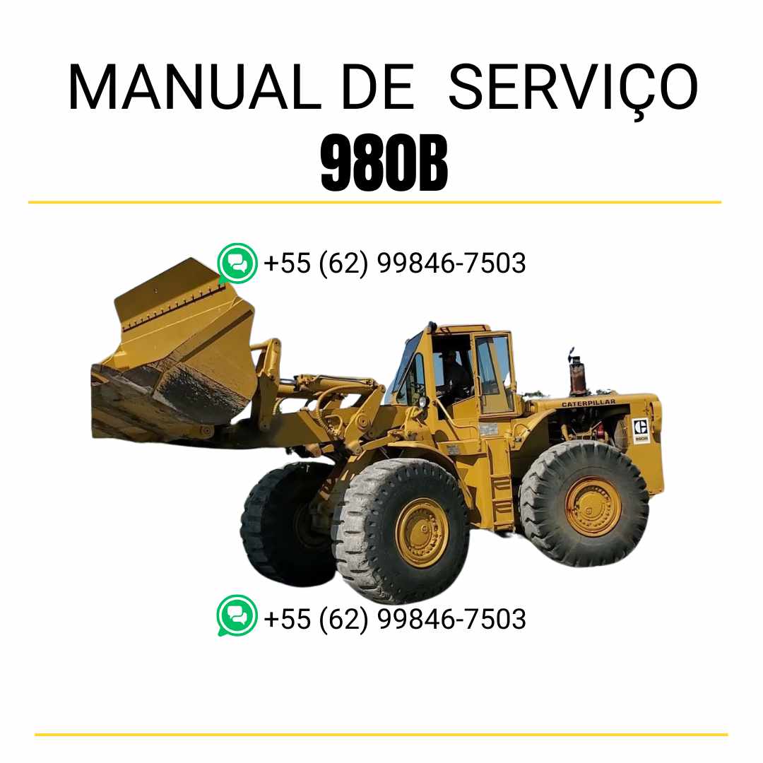 Manual de serviço Caterpillar 980B em PDF para carregadeira de rodas, guia técnico completo com instruções de manutenção, diagnóstico e reparo