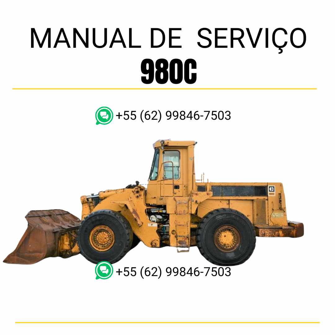 Manual de serviço Caterpillar 980C em PDF para carregadeira de rodas, guia completo de manutenção com instruções detalhadas de reparo e diagnóstico técnico