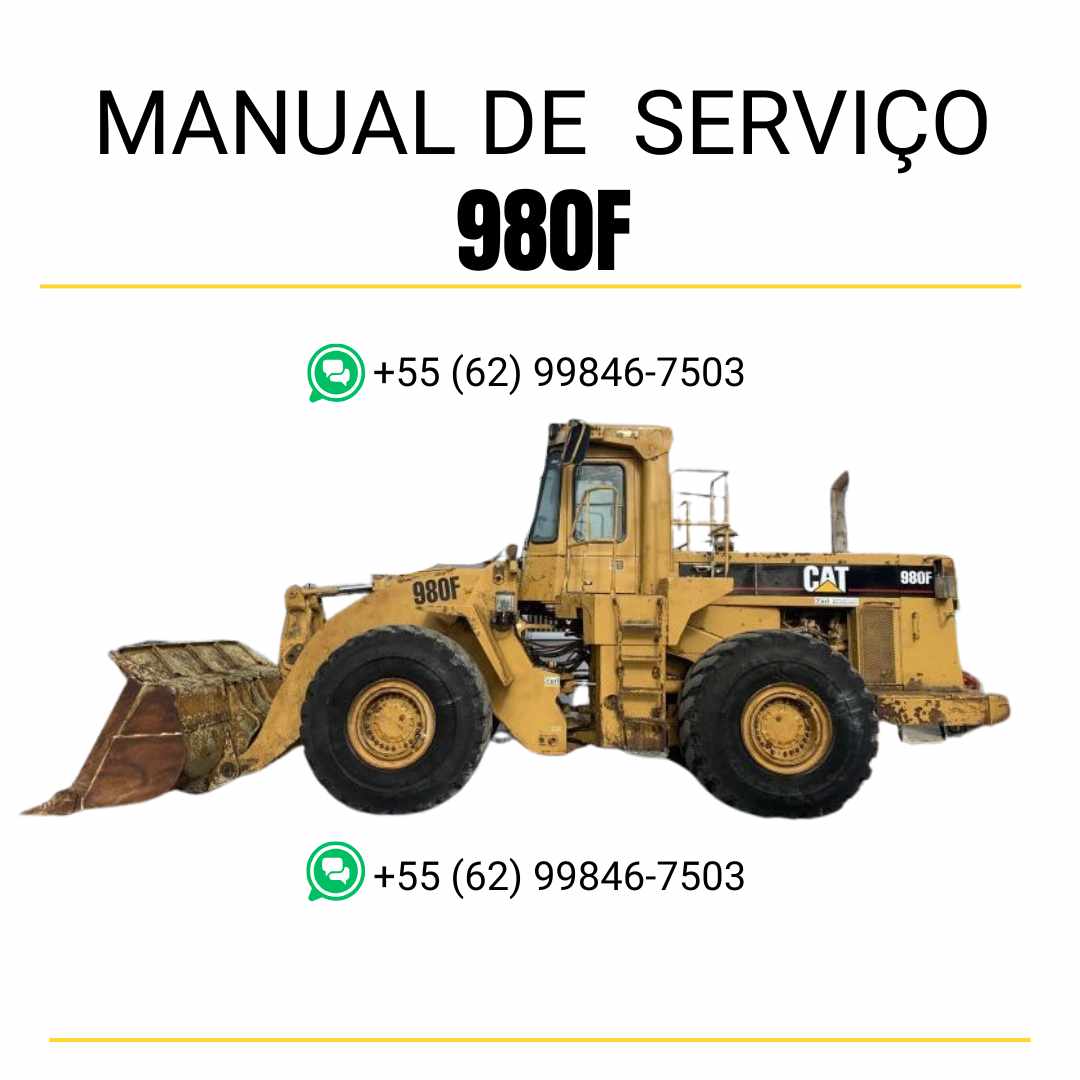 Manual de serviço Caterpillar 980F em PDF para carregadeira de rodas, guia completo com instruções técnicas de manutenção, reparo e diagnóstico