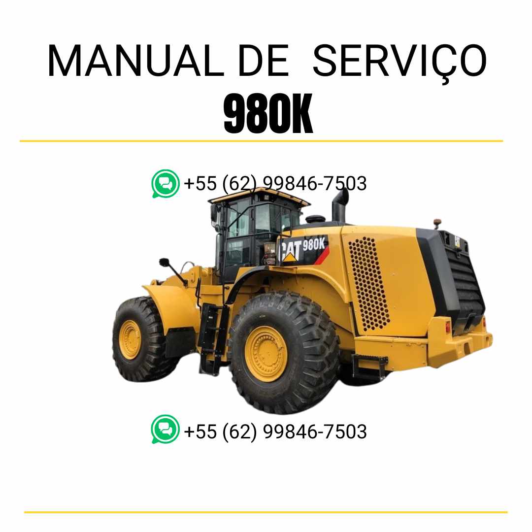 Manual de serviço Caterpillar 980K em PDF para carregadeira de rodas, guia técnico completo com instruções detalhadas de manutenção e reparos