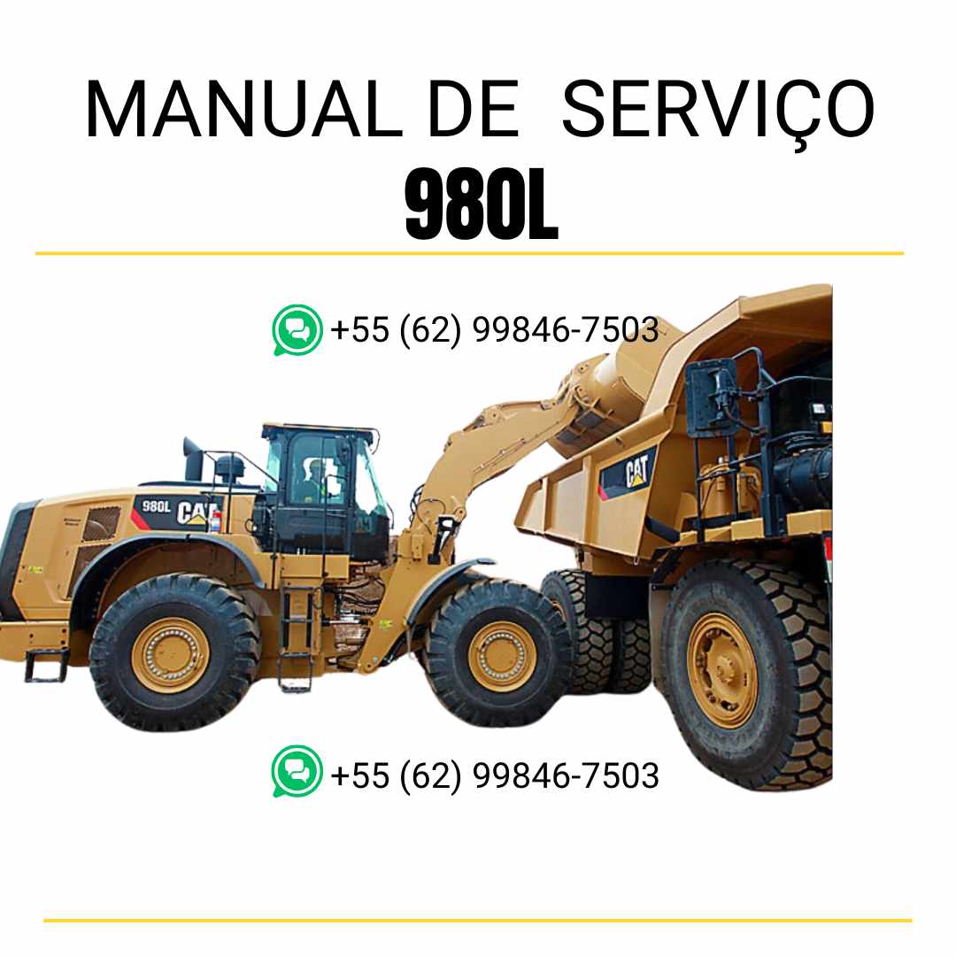 Manual de serviço Caterpillar 980L em PDF para carregadeira de rodas, com instruções detalhadas de manutenção, reparo e procedimentos técnicos