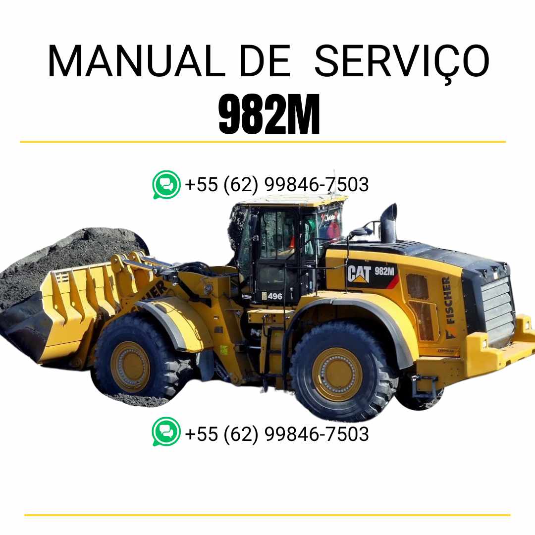 Manual de serviço Caterpillar 982M em PDF para carregadeira de rodas, guia técnico completo com instruções de manutenção, reparo e diagnósticos