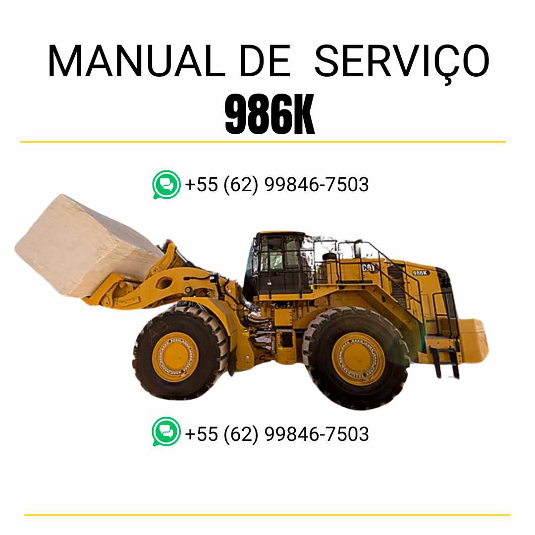 Manual de serviço Caterpillar 986K em PDF para carregadeira de rodas, com instruções detalhadas de manutenção preventiva, diagnósticos e reparos técnicos