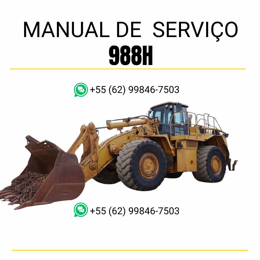 Manual de serviço Caterpillar 988H em PDF para carregadeira de rodas, com instruções técnicas detalhadas para manutenção preventiva e reparos completos