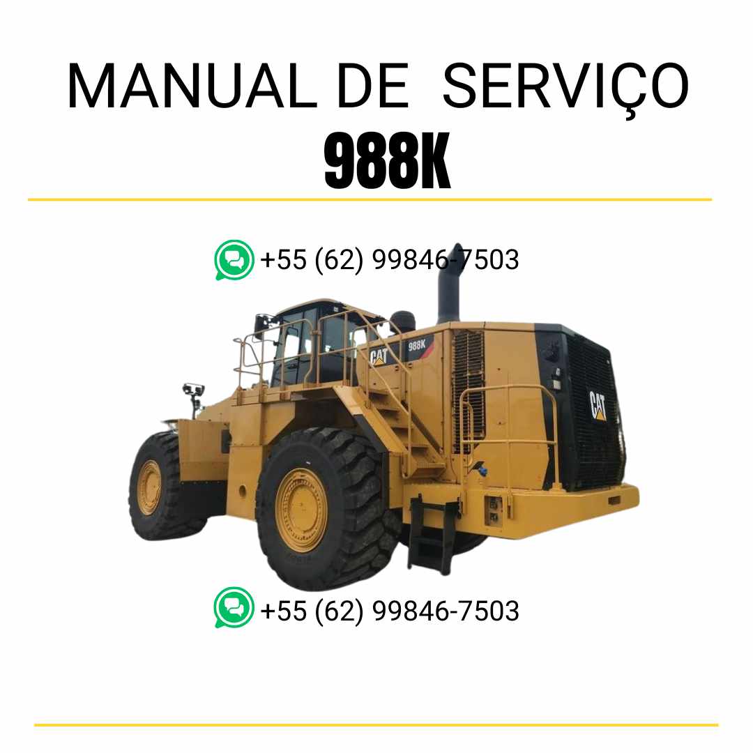 Manual de serviço Caterpillar 988K em PDF para carregadeira de rodas, guia completo com instruções técnicas de reparo, ajustes e manutenção