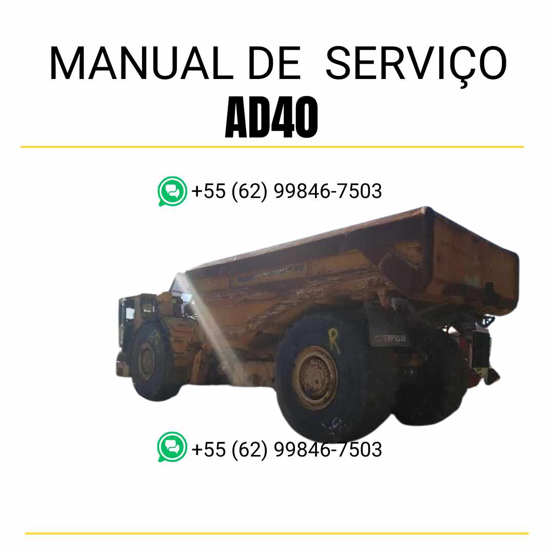 Manual de serviço Caterpillar AD40 caminhão articulado subterrâneo em inglês, guia técnico completo de manutenção e reparos em PDF