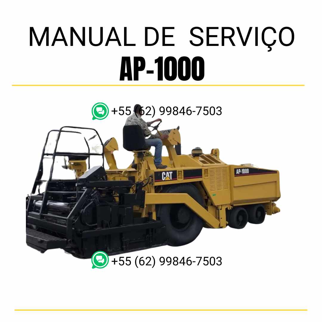 Manual de serviço Caterpillar AP-1000 pavimentadora de asfalto em PDF, conteúdo em inglês com instruções técnicas detalhadas para manutenção completa