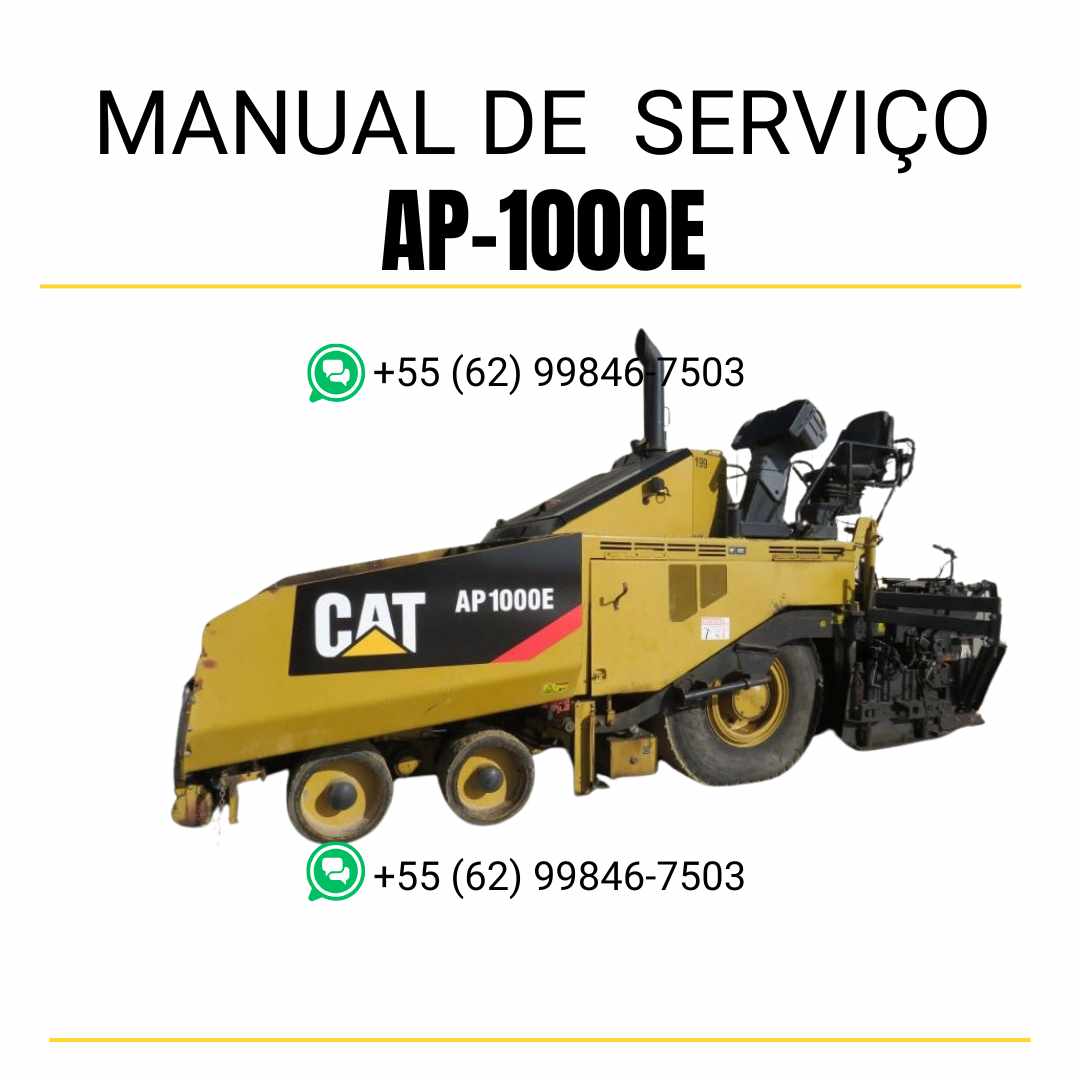 Manual de serviço Caterpillar AP-1000E pavimentadora de asfalto em PDF, conteúdo em inglês com guia técnico detalhado para manutenção completa
