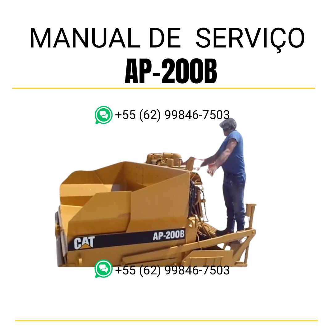Manual de serviço Caterpillar AP-200B pavimentadora de asfalto em PDF, conteúdo em inglês com instruções técnicas detalhadas para manutenção completa