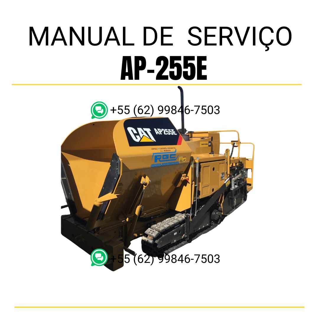 Manual de serviço Caterpillar AP-255E pavimentadora de asfalto em PDF, material em inglês com instruções técnicas completas para manutenção e reparos