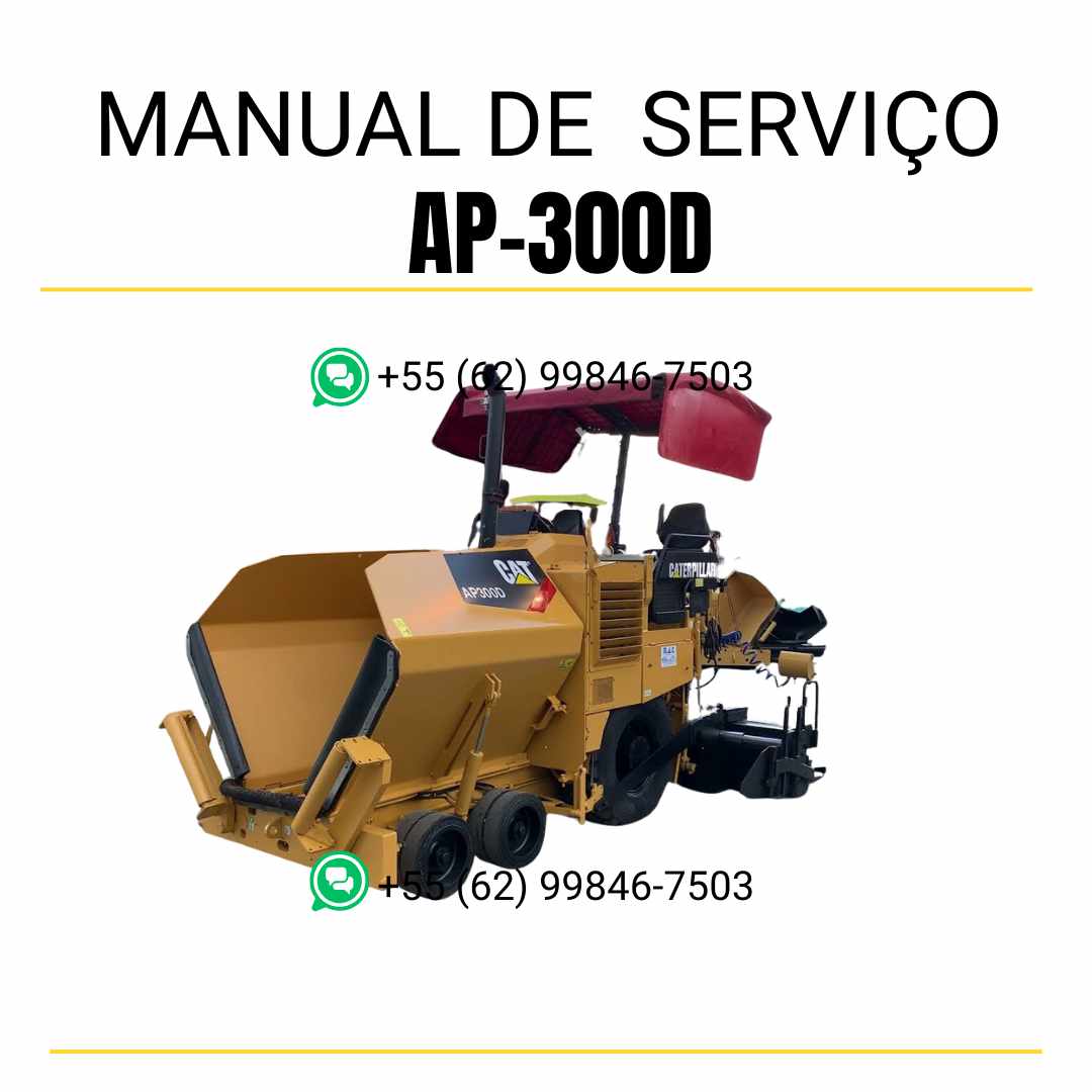 Manual de serviço Caterpillar AP-300D pavimentadora de asfalto em PDF, conteúdo em inglês com instruções técnicas detalhadas para manutenção completa