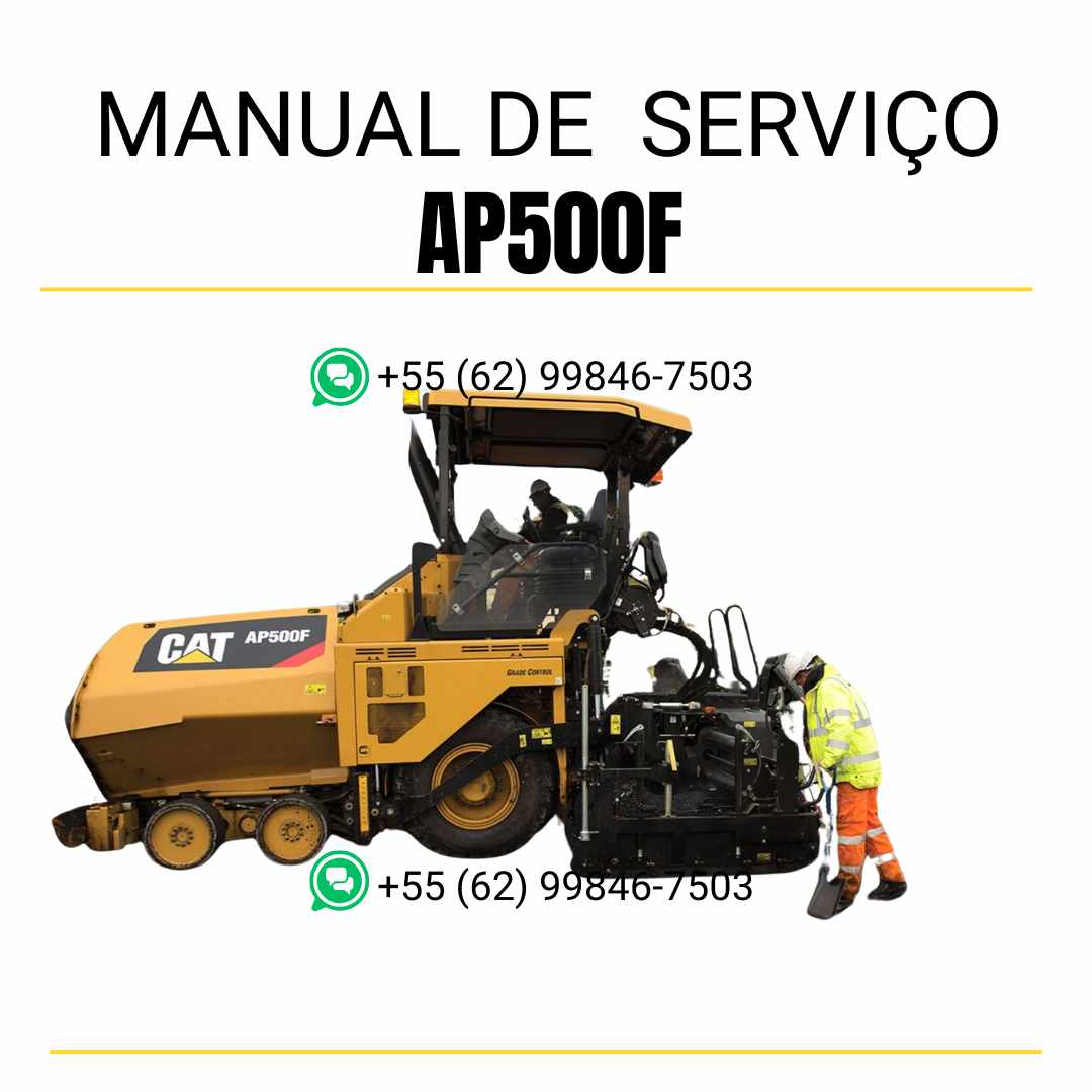 Manual de serviço Caterpillar AP500F pavimentadora de asfalto em PDF, conteúdo em inglês com instruções técnicas detalhadas para manutenção e reparos