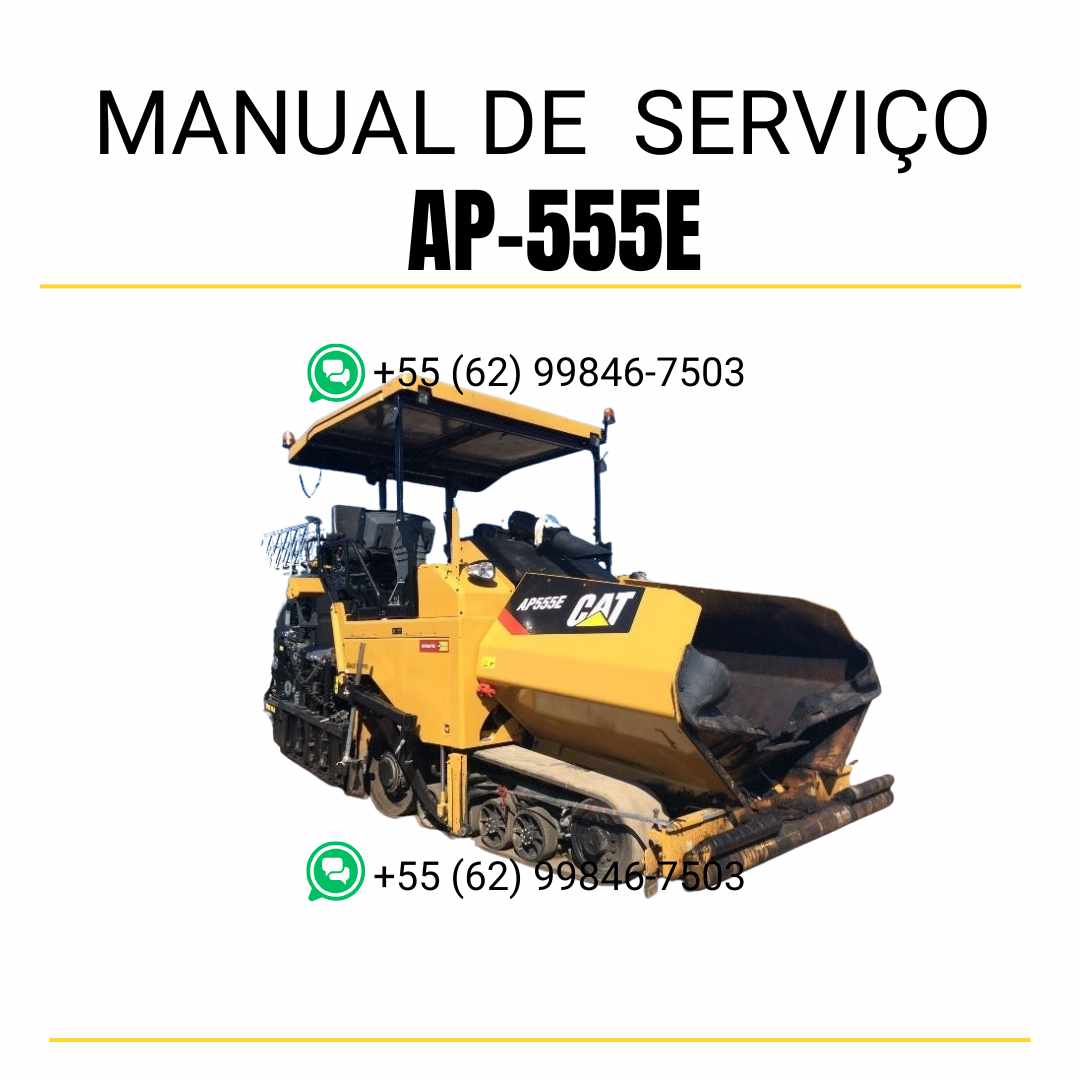Manual de serviço Caterpillar AP-555E pavimentadora de asfalto em PDF, conteúdo em inglês com instruções técnicas completas para manutenção detalhada