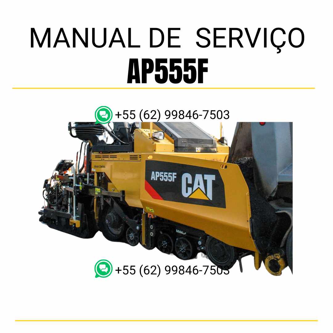 Manual de serviço Caterpillar AP555F pavimentadora de asfalto em PDF, material em inglês com guia técnico detalhado para manutenção completa