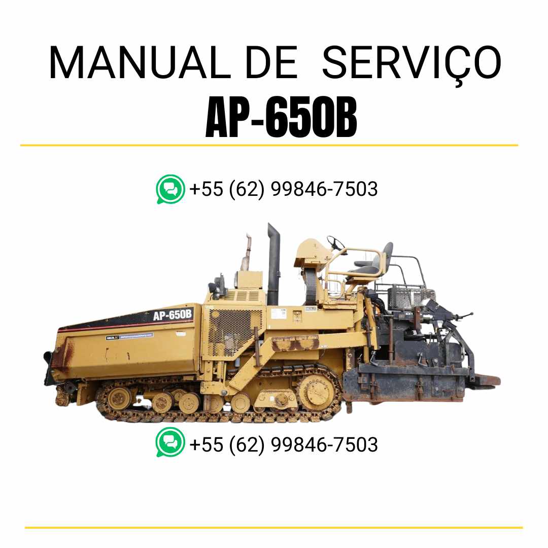 Manual de serviço Caterpillar AP-650B pavimentadora de asfalto em PDF, conteúdo em inglês com instruções técnicas detalhadas para manutenção completa