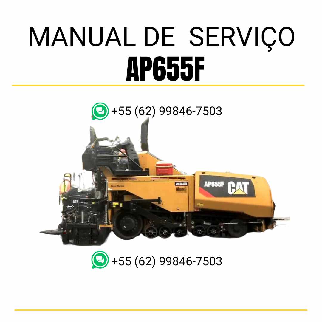 Manual de serviço Caterpillar AP655F pavimentadora de asfalto em PDF, material em inglês com guia técnico detalhado para manutenção e reparos