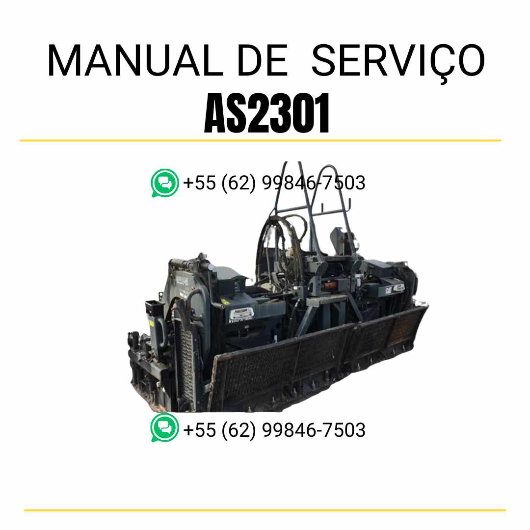 Manual de serviço Caterpillar AS2301 pavimentadora de asfalto em PDF, material em inglês com instruções técnicas detalhadas para manutenção completa