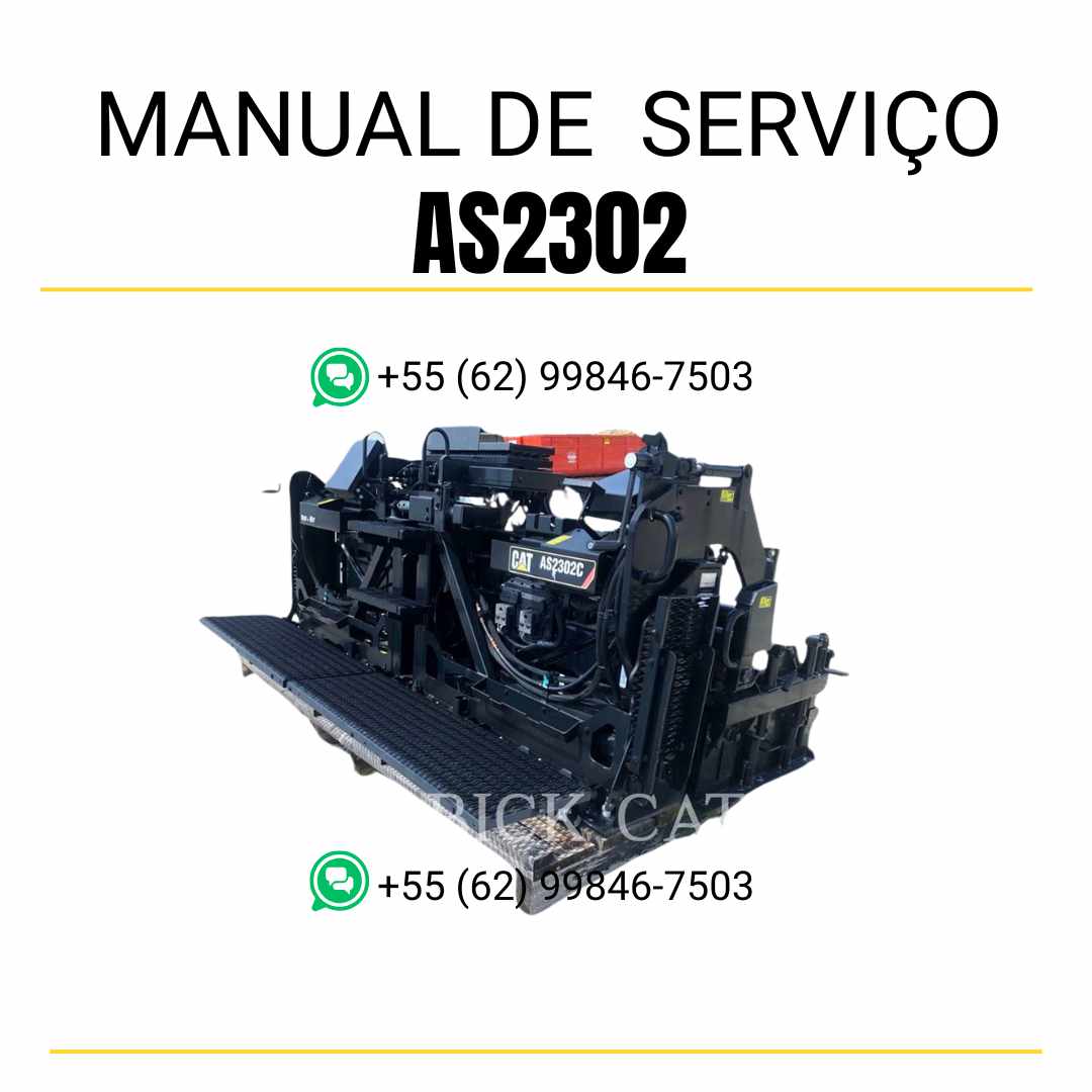 Manual de serviço Caterpillar AS2302 pavimentadora de asfalto em PDF, conteúdo em inglês com guia técnico completo para manutenção e reparos