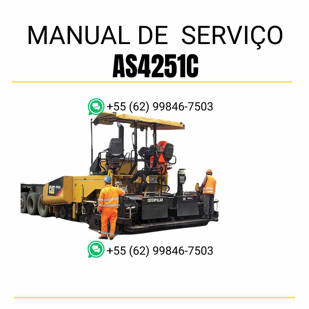 Manual de serviço Caterpillar AS4251C pavimentadora de asfalto em PDF, conteúdo em inglês com guia técnico detalhado para manutenção completa