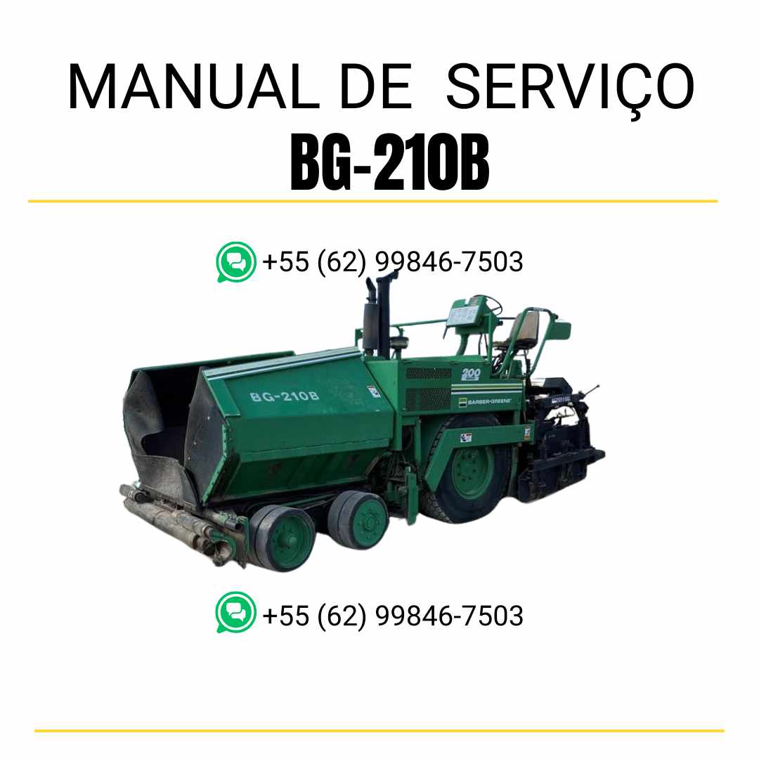 Manual de serviço Caterpillar BG-210B pavimentadora de asfalto em PDF, conteúdo em inglês com guia técnico detalhado para manutenção completa