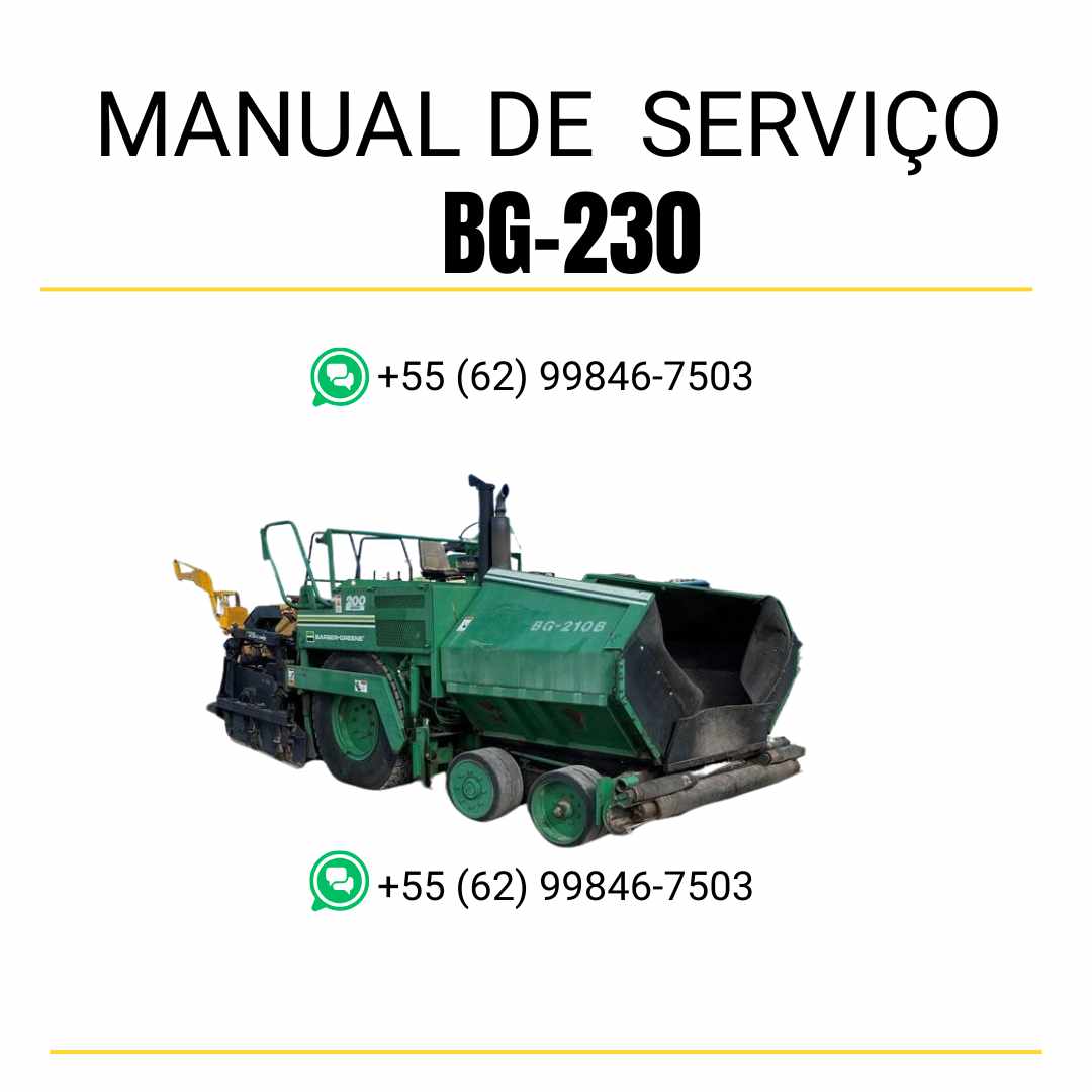 Manual de serviço Caterpillar BG-230 pavimentadora de asfalto em PDF, conteúdo em inglês com guia técnico detalhado para manutenção e reparo