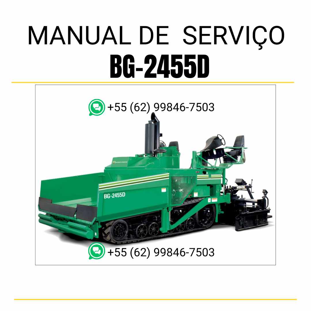 Manual de serviço Caterpillar BG-2455D pavimentadora de asfalto em PDF, conteúdo em inglês com instruções técnicas completas para manutenção detalhada