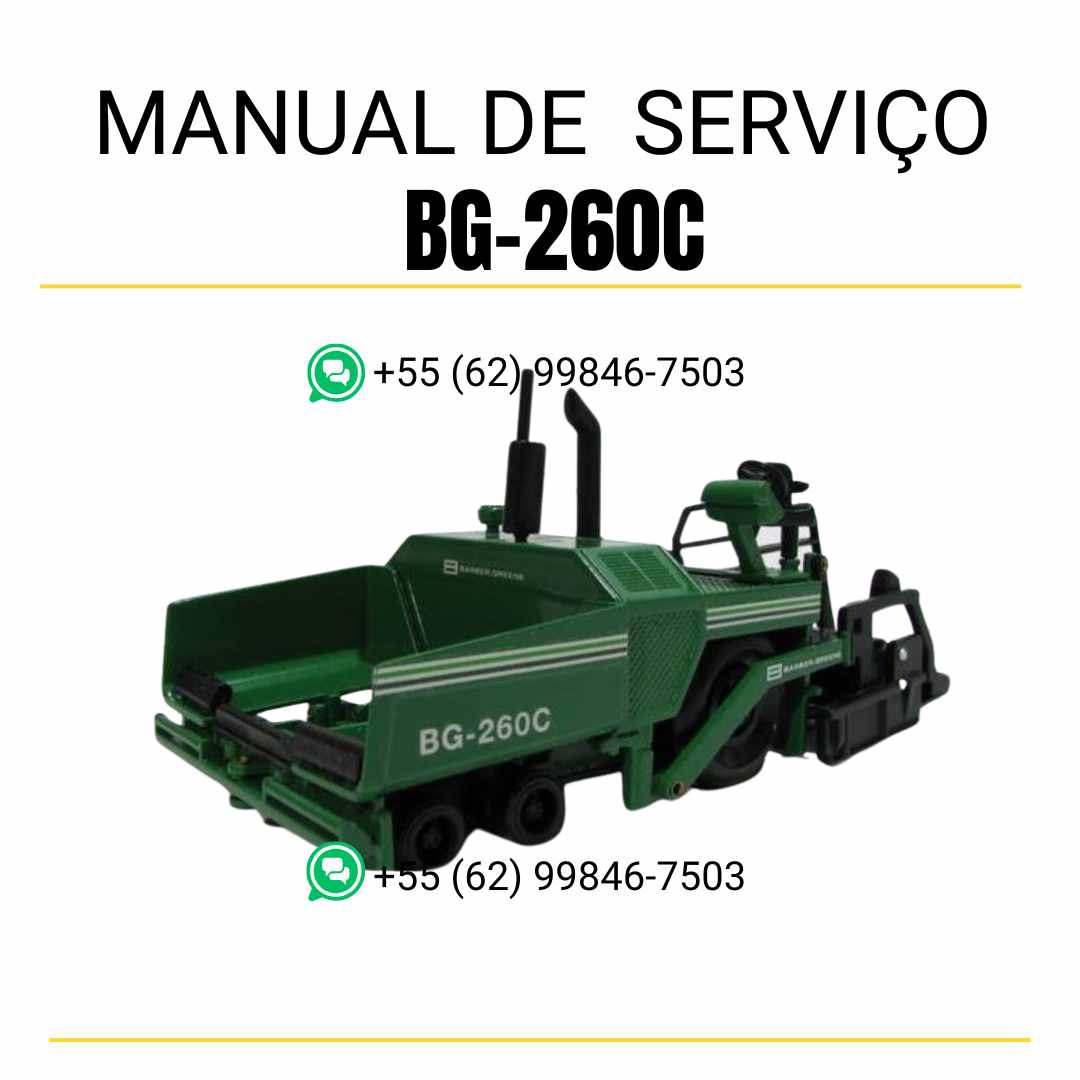 Manual de serviço Caterpillar BG-260C pavimentadora de asfalto em PDF, conteúdo em inglês com instruções técnicas detalhadas para manutenção completa