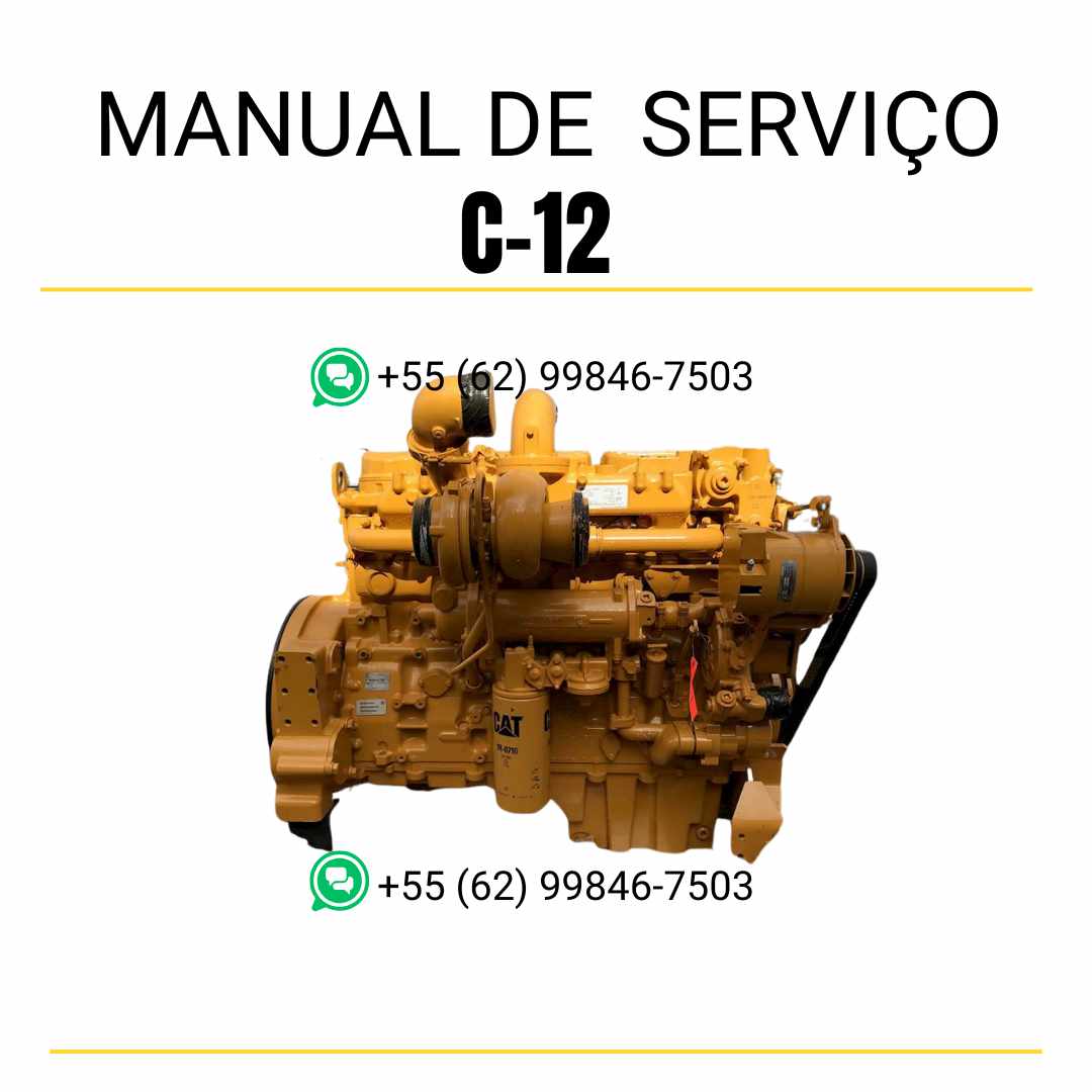 Manual de serviço em PDF do motor Caterpillar C-12 com guia completo de manutenção, ilustrações técnicas e instruções detalhadas de reparo