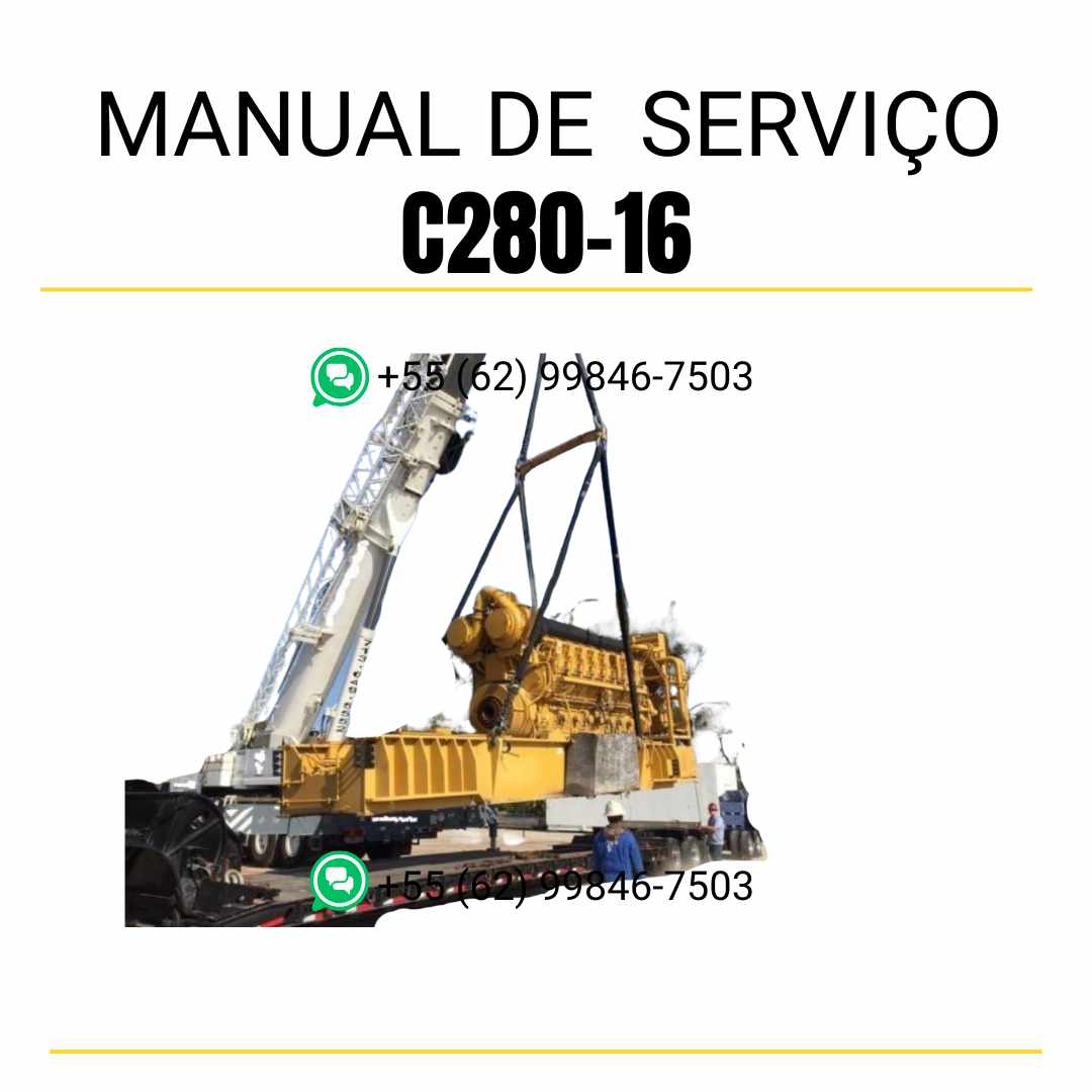 Manual de serviço em PDF do motor industrial Caterpillar C280-16, com orientações completas de manutenção, diagramas técnicos e instruções detalhadas
