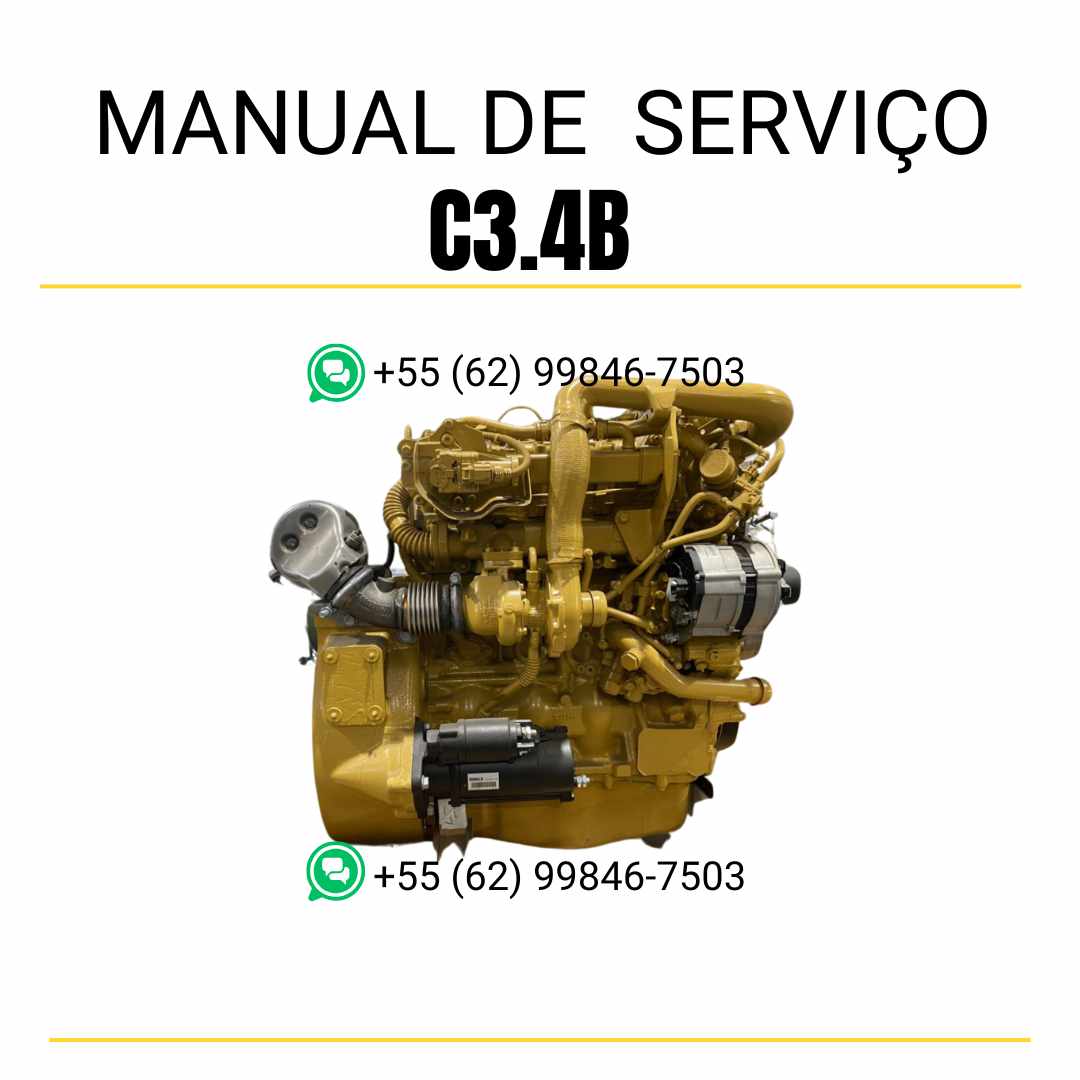 Manual de serviço em PDF do motor industrial Caterpillar C3.4B com guia detalhado de manutenção preventiva e reparos técnicos
