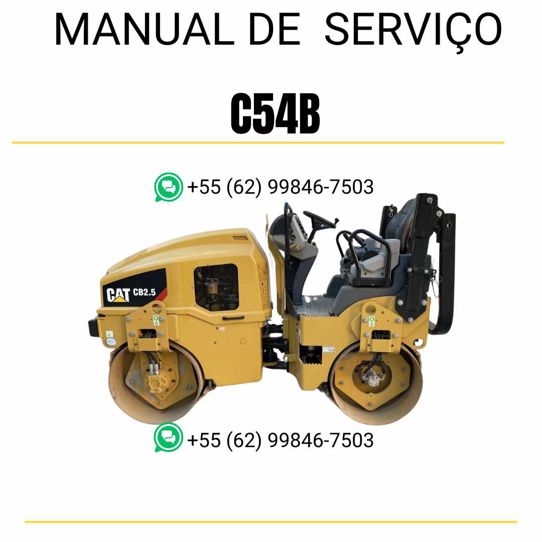 Manual de serviço Caterpillar C54B em inglês para rolo compactador vibratório, PDF técnico com instruções completas de manutenção e reparo