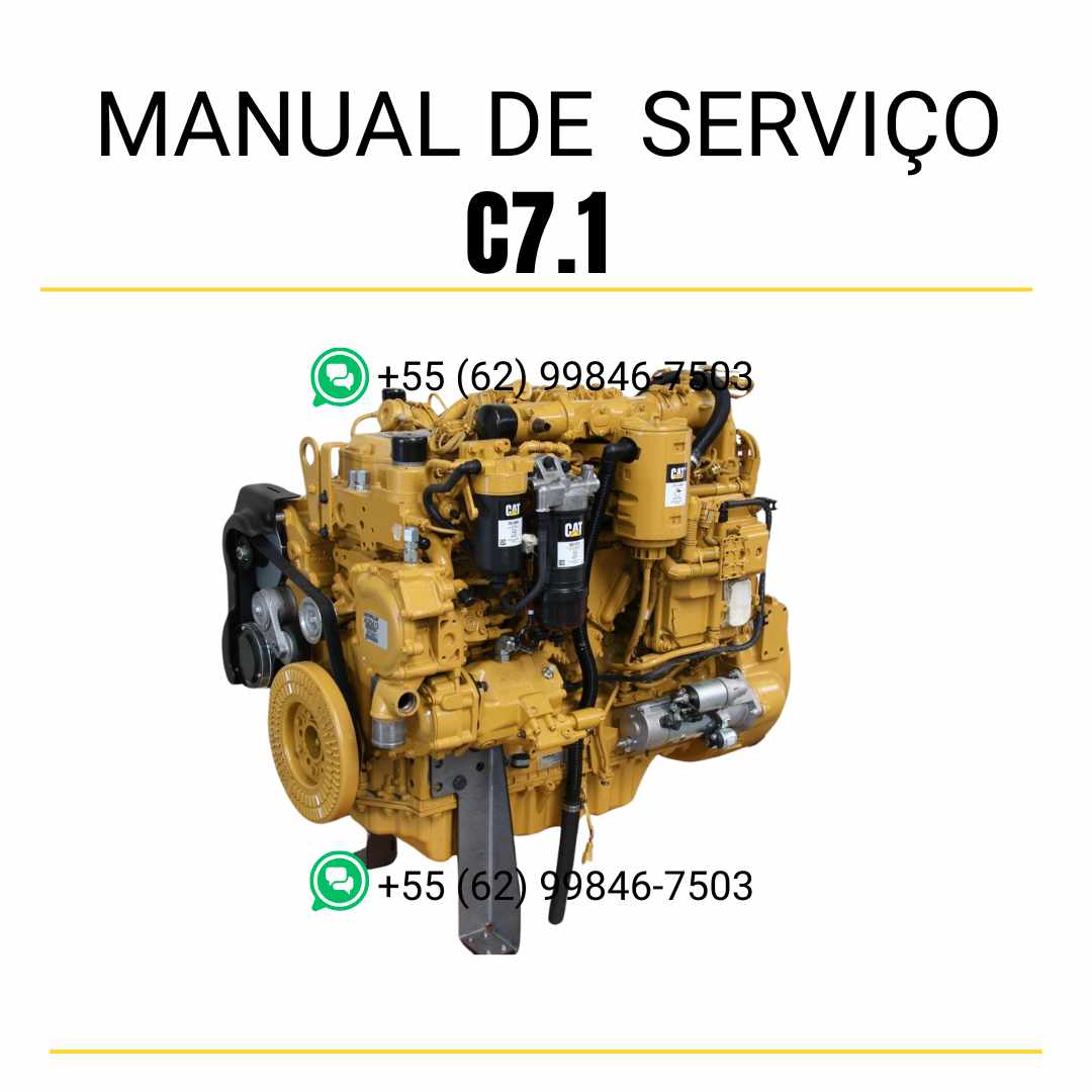 Manual de serviço Caterpillar motor C7.1 em PDF, com instruções técnicas detalhadas, ilustrações de reparo e guia completo de manutenção