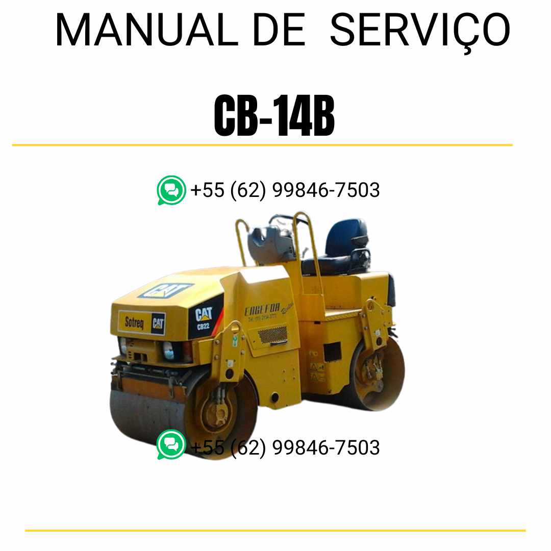 Manual de serviço Caterpillar CB-14B em inglês para rolo compactador vibratório, PDF técnico completo com instruções detalhadas de manutenção e guias práticos