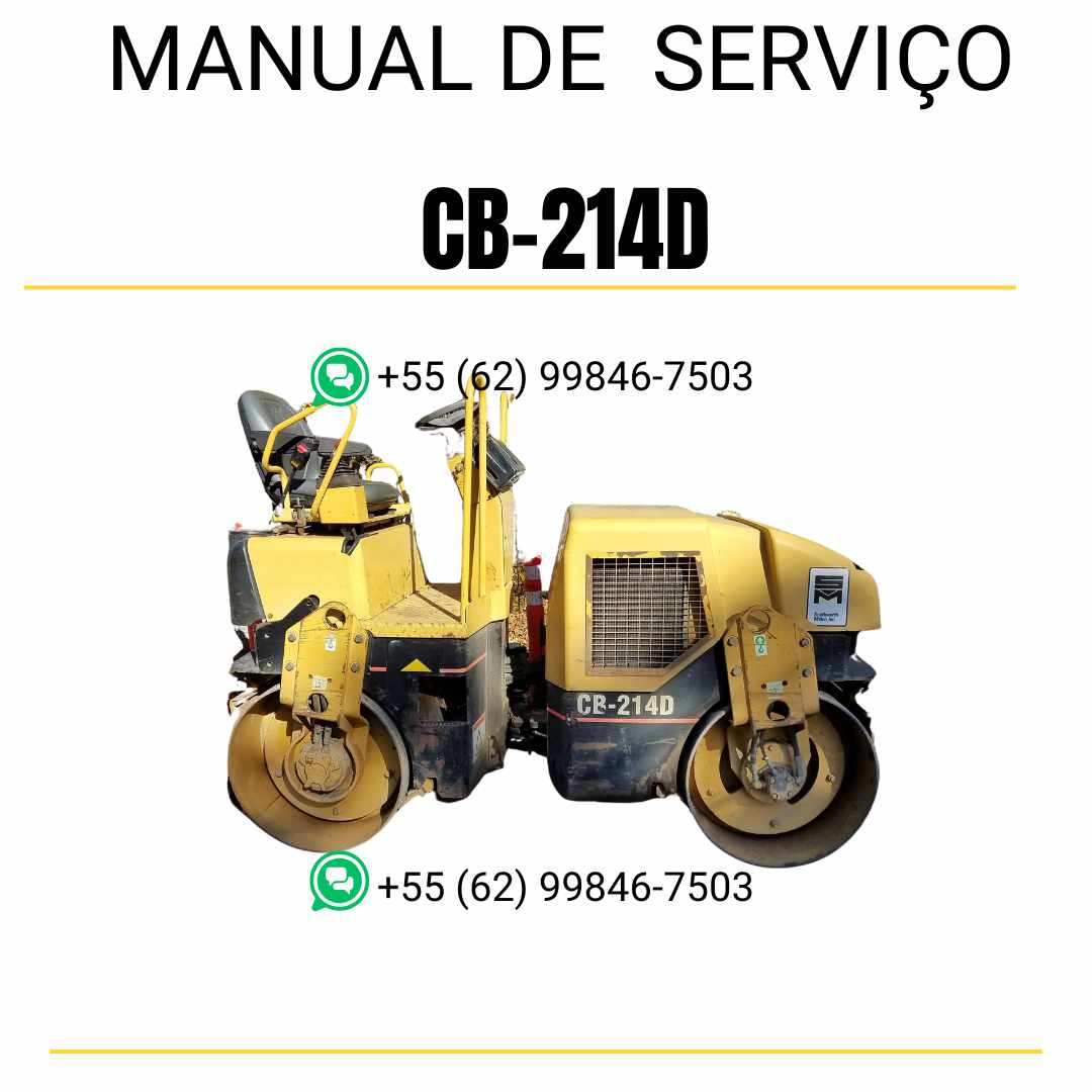Manual de serviço Caterpillar CB-214D em inglês para rolo compactador vibratório, PDF técnico completo com instruções de manutenção e operação detalhadas