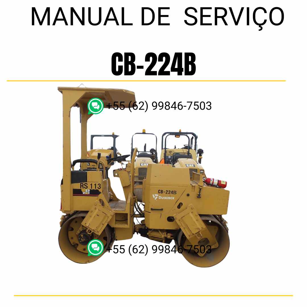 Manual de serviço Caterpillar CB-224B em inglês para rolo compactador vibratório, PDF detalhado com instruções de operação e manutenção