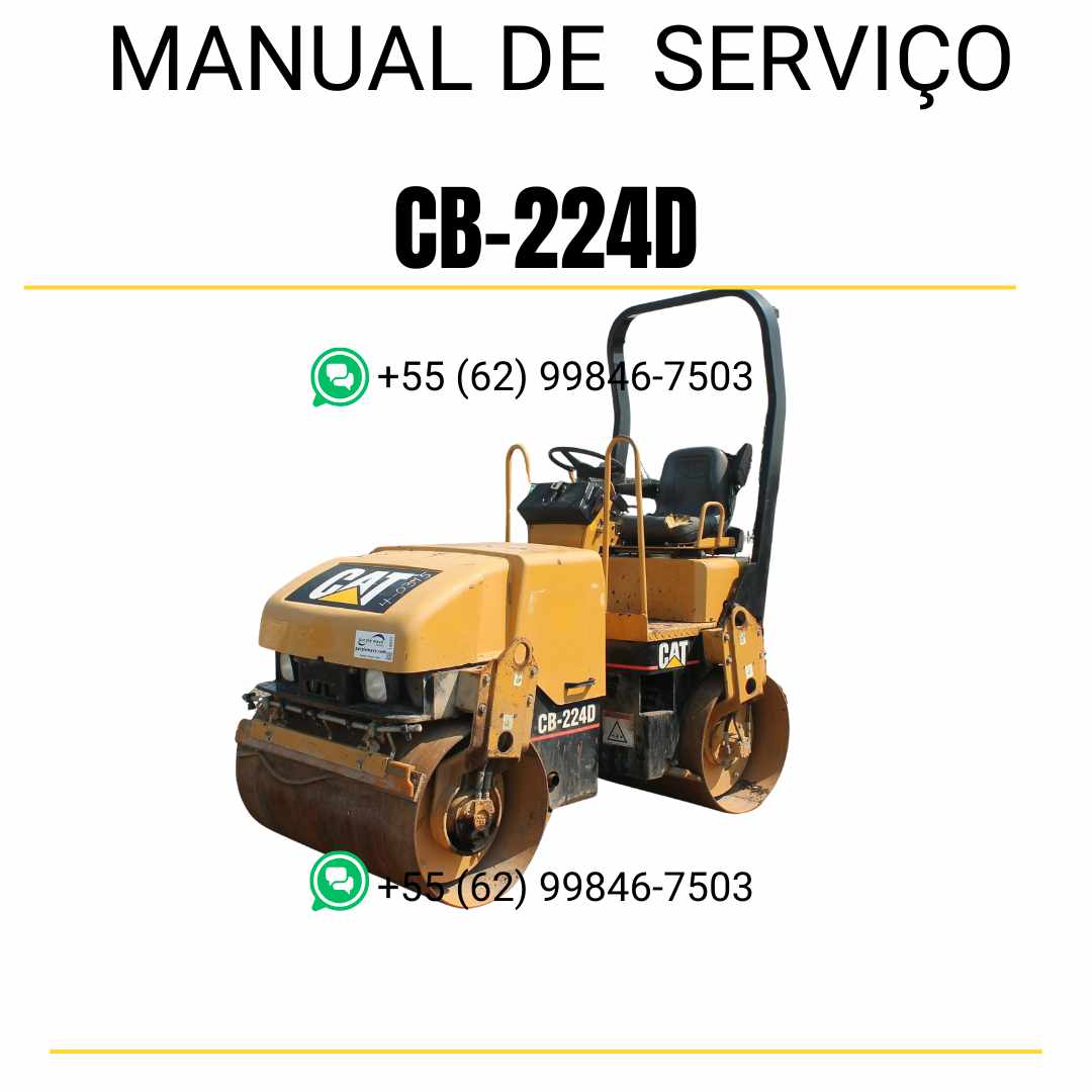 Manual de serviço Caterpillar CB-224D em inglês para rolo compactador vibratório, PDF técnico com instruções detalhadas de manutenção
