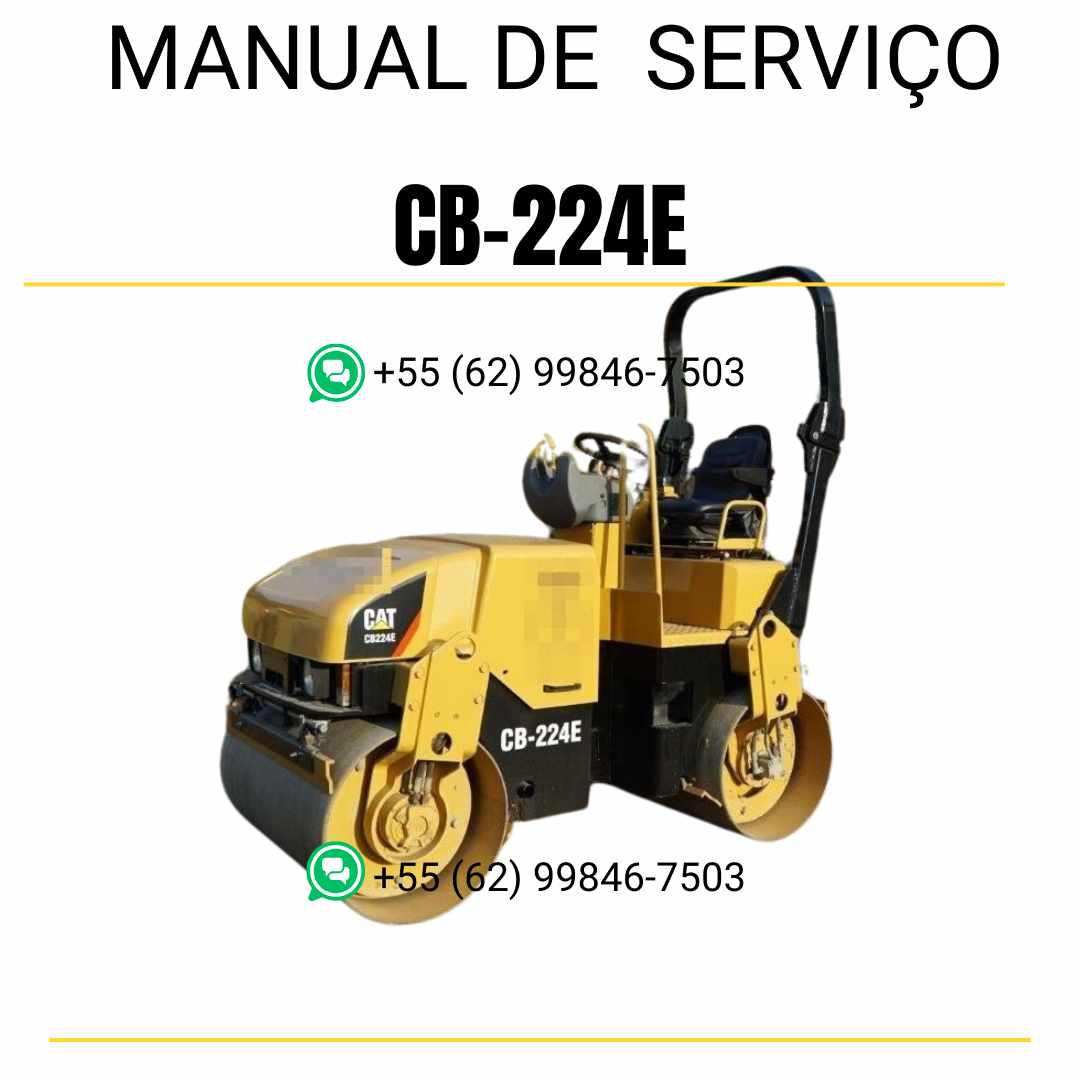 Manual de serviço Caterpillar CB-224E em inglês para rolo compactador vibratório, PDF técnico completo com orientações de manutenção