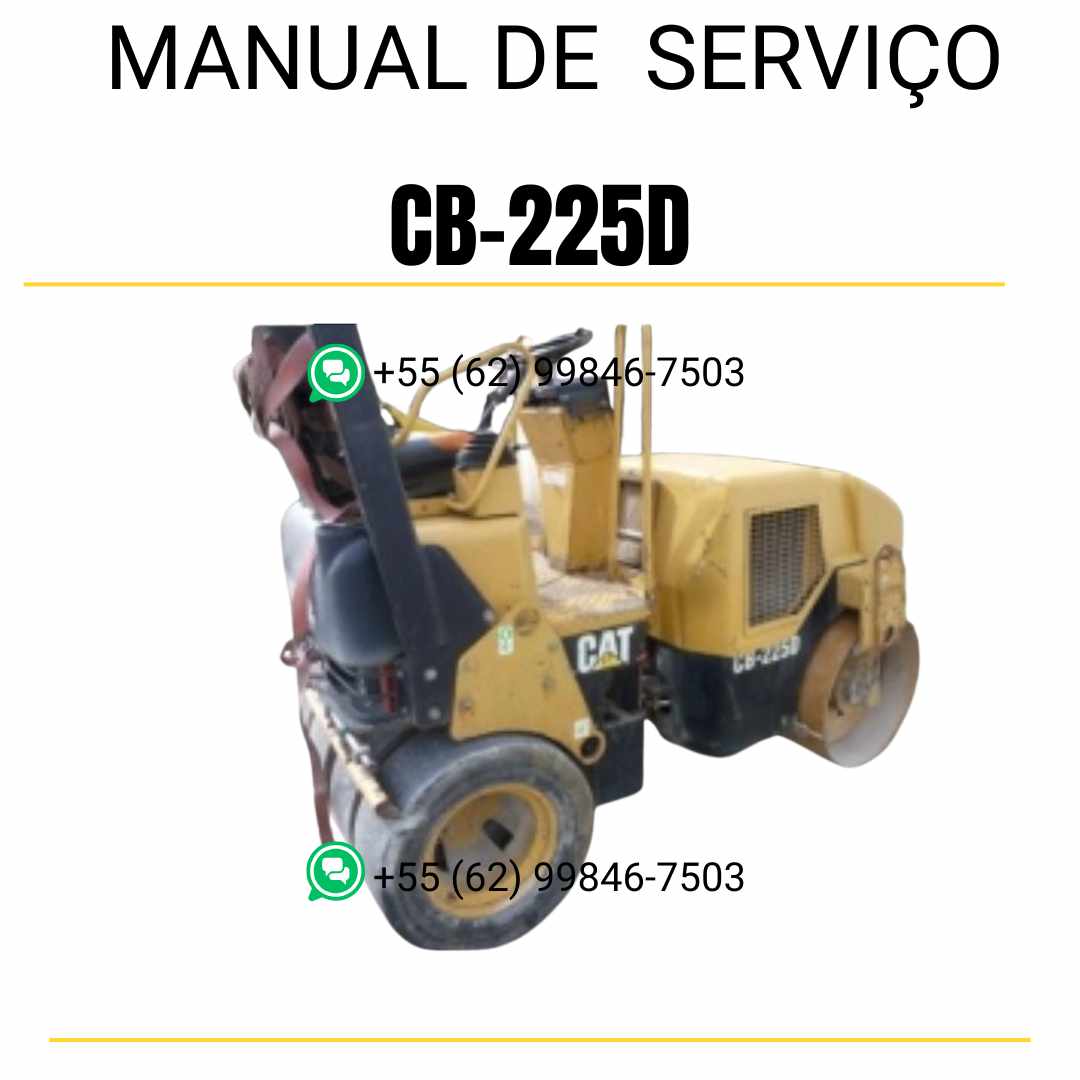 Manual de serviço Caterpillar CB-225D em inglês para rolo compactador vibratório, PDF técnico detalhado com instruções de manutenção