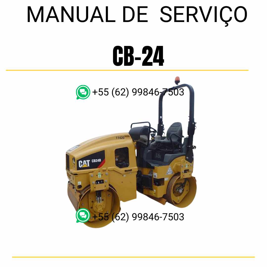 Manual de serviço Caterpillar CB-24 em inglês para rolo compactador vibratório, PDF com orientações técnicas detalhadas de manutenção