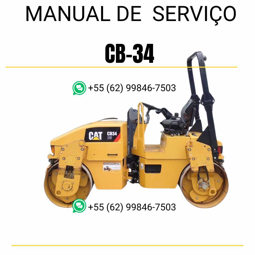 Manual de serviço Caterpillar CB-34 em inglês para rolo compactador vibratório, PDF com instruções detalhadas de manutenção e operação