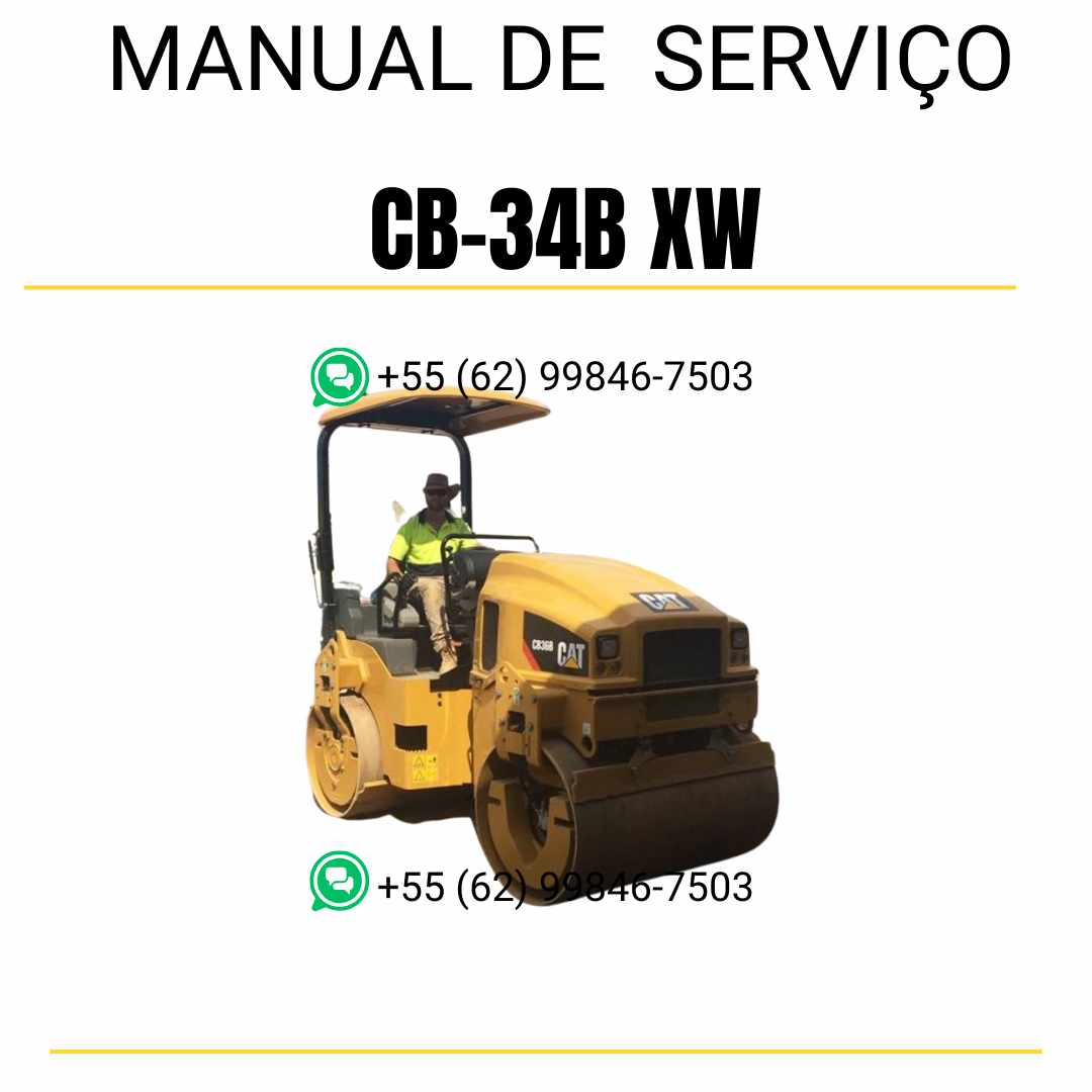 Manual de serviço Caterpillar CB-34B XW em inglês para rolo compactador, PDF com instruções técnicas completas de manutenção