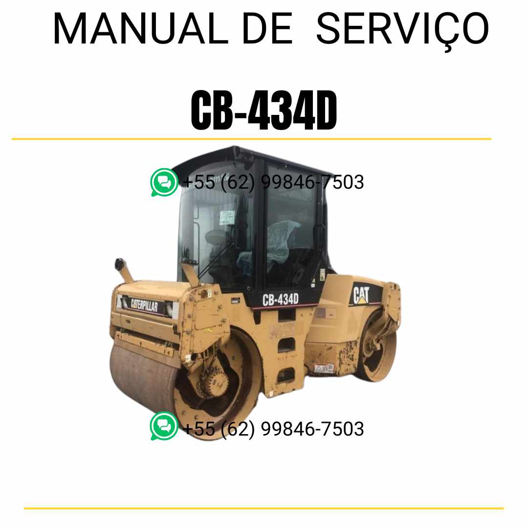 Manual de serviço Caterpillar CB-434D em inglês para rolo compactador vibratório, PDF técnico com instruções de operação e manutenção