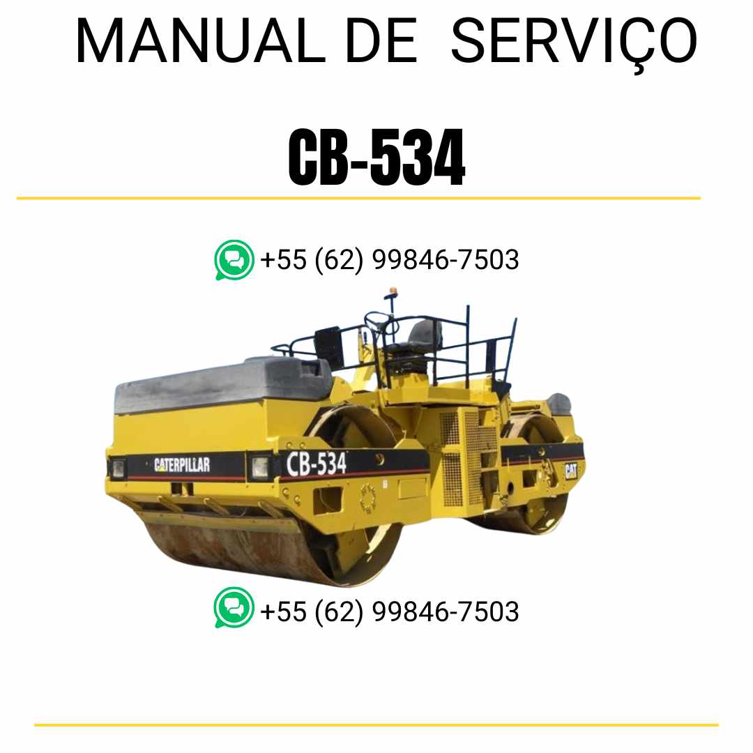 Manual de serviço Caterpillar CB-534 em inglês para rolo compactador vibratório, PDF técnico com instruções de manutenção e operação
