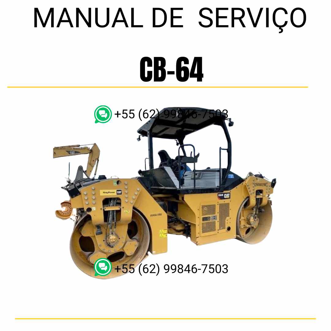 Manual de serviço Caterpillar CB-64 em inglês, PDF completo para rolo compactador vibratório com procedimentos técnicos e ilustrações de manutenção