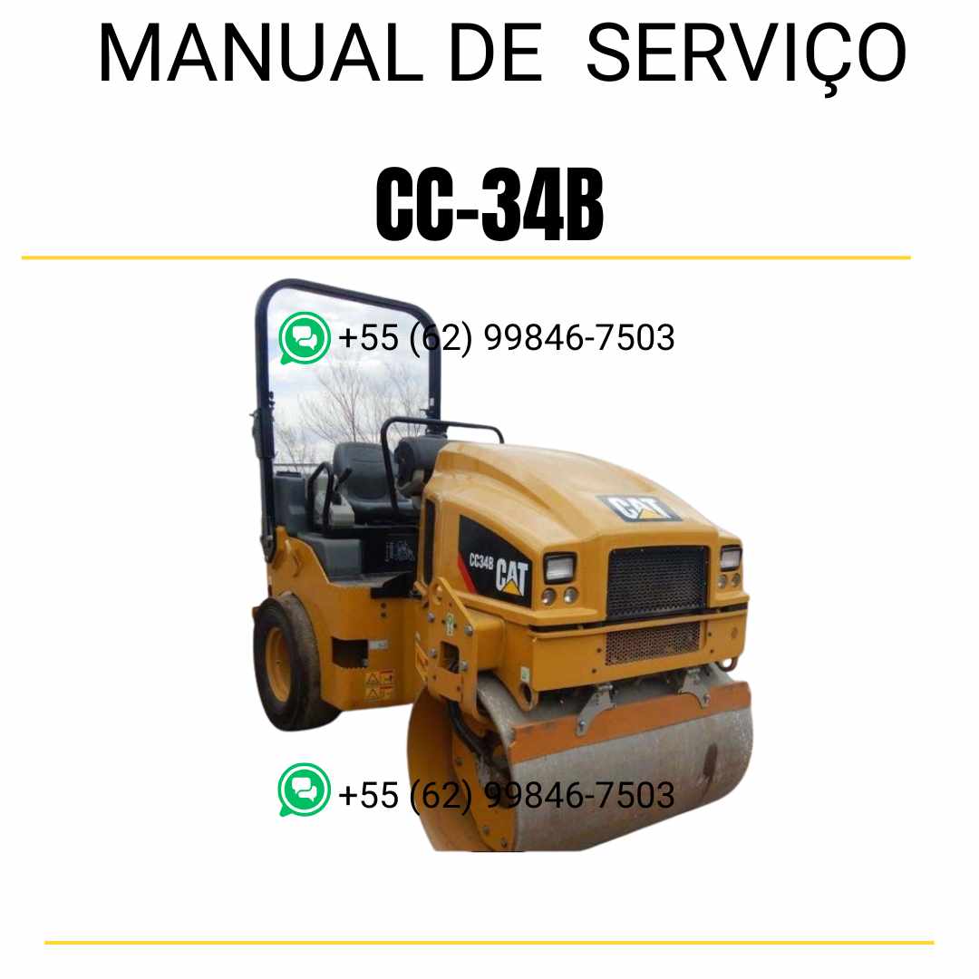 Manual de serviço Caterpillar CC-34B em inglês, PDF técnico para rolo compactador com instruções completas de manutenção e procedimentos de reparo