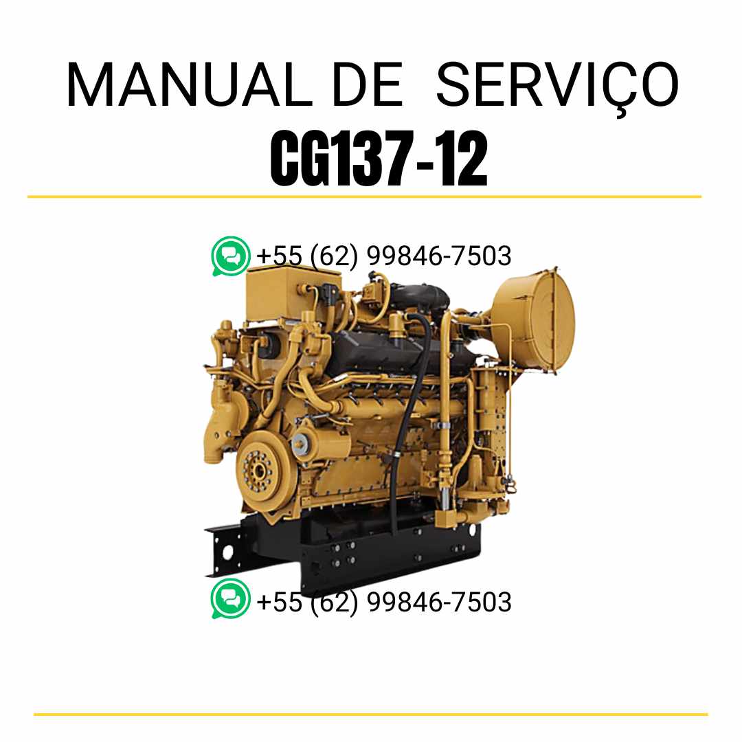 Manual de serviço em PDF do motor industrial Caterpillar CG137-12, com instruções técnicas, manutenção detalhada e diagramas ilustrativos