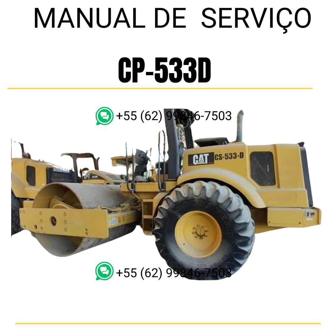 Manual de serviço Caterpillar CP-533D em inglês, PDF completo para rolo compactador vibratório com instruções detalhadas de manutenção e guia técnico